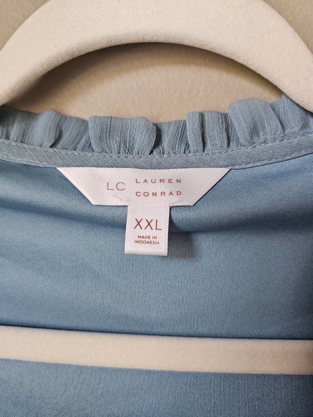 Light Blue Ruffle Cap-Sleeve Blouse - Picture 3 of 8